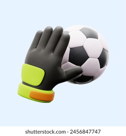 goalkeeper glove football goalpost keeper with soccer ball 3d icon illustration - Powered by Shutterstock