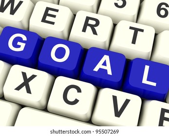 Goals Computer Keys Showing Objectives Hopes And Future