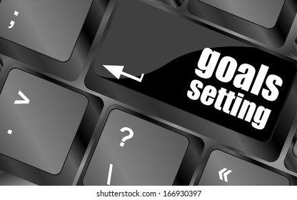Goals setting button on keyboard with soft focus