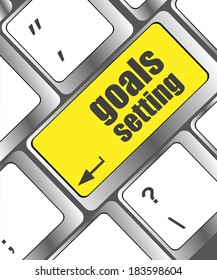 Goals setting button on keyboard with soft focus