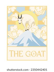 The goat tarot card illustration mountaintop