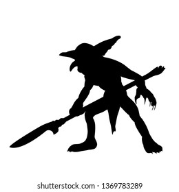 Goblin Silhouette Monster Villain Fantasy. JPG Illustration.