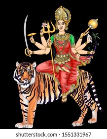 Goddess Durga Seated On A Tiger