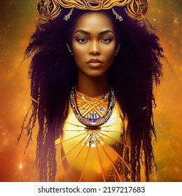 Goddess Most Beautiful Mystical African American Stock Illustration ...