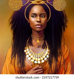 Goddess Most Beautiful Mystical African American Stock Illustration ...