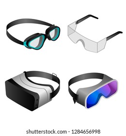 Goggles Icon Set. Isometric Set Of Goggles Icons For Web Design Isolated On White Background