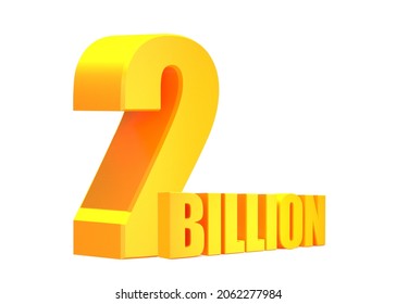 Gold 2 Billion Views Word On White Background.3d Illustration