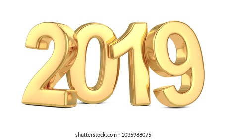 Gold 2019 come represents the new year , 3D illustration