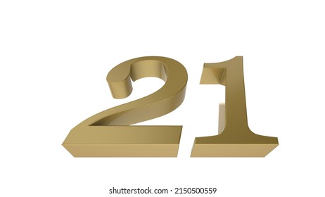 Gold 21 Number 3d Illustration Render