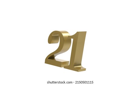 Gold 21 Number 3d Illustration Render