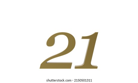 Gold 21 Number 3d Illustration Render