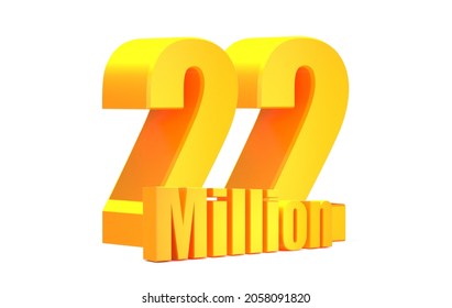 Gold 22 Million Views Word On White Background.3d Illustration