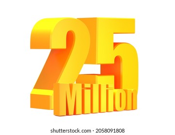 Gold 25 Million Views Word On White Background.3d Illustration