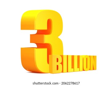 Gold 3 Billion Views Word On White Background.3d Illustration