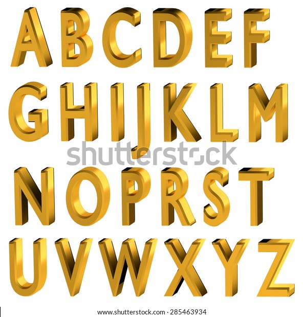 Gold 3d Font English Alphabet Black Stock Illustration Shutterstock