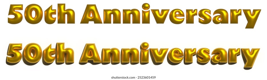 Gold 3D text 50th Anniversary with and without shadow. Ideal for anniversary events and celebrations. - Powered by Shutterstock