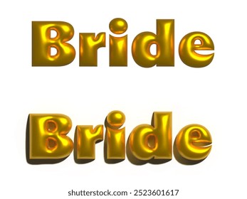 Gold 3D text Bride with and without shadow. Ideal for bridal showers, wedding invitations, and decorations. - Powered by Shutterstock