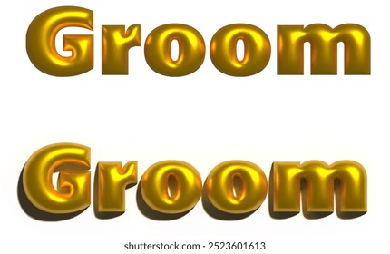 Gold 3D text Groom with and without shadow. Great for wedding signage and groom-related themes. - Powered by Shutterstock