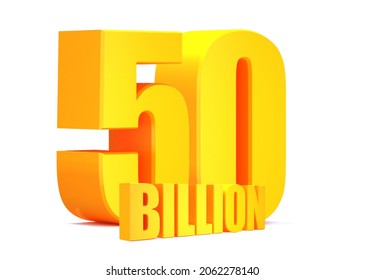 Gold 50 Billion Views Word On White Background.3d Illustration