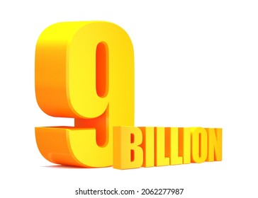 Gold 9 Billion Views Word On White Background.3d Illustration