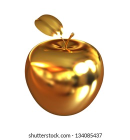 Gold Apple Isolated On White Background