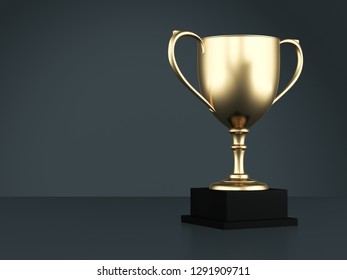 Gold award cup isolated on gray background. 3d illustration.