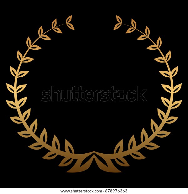  gold award wreaths, laurel on black\
background. \
illustration