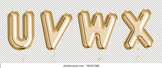 Gold balloon set U, V, W, X made of realistic 3d render air balloon. Collection of balloon alphabet with Clipping path ready to use for your unique decoration with several concept idea in any occasion - Powered by Shutterstock