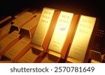 Gold Bar, Gold Bullion background. Precious metal is in high demand in industrial and investment sectors. Concept of gold value growth rate, and gold market exchange rates. 3D illustration