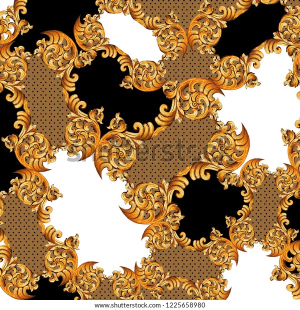 Gold Baroque Ornament Golden Shiny Background Stock Illustration ...