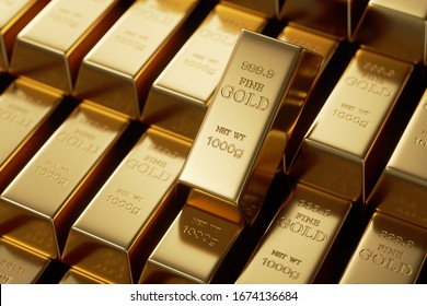 Gold Bars 1000 Grams. 3d Rendering - Illustration.