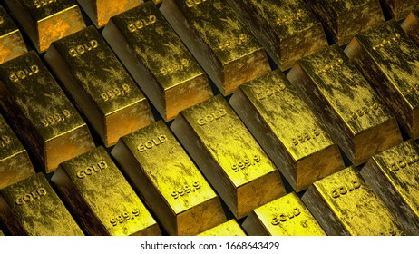 Gold Bars Bank Vault Storage 3d Stock Illustration 1668643429 ...