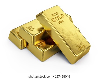 Gold Bars isolated on white