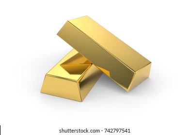 Gold Bars On White Background 3d Stock Illustration 742797541 ...