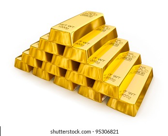 Gold Bars Pyramid Isolated