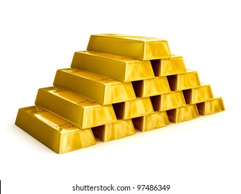 Gold Bars Pyramid Isolated