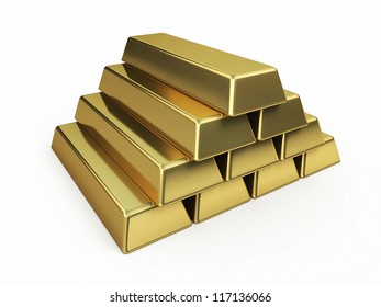 Stack Gold Bars 3d Rendering Stock Illustration 1760701136 | Shutterstock