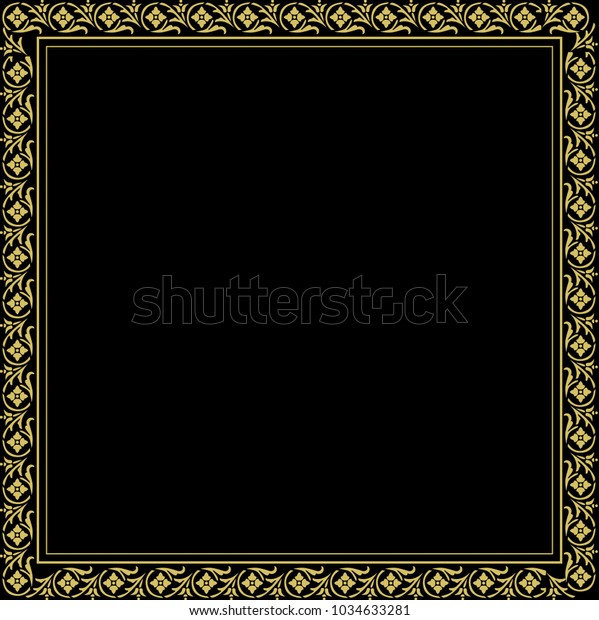 Gold beautiful\
decorative vintage frame for your design. Making menus,\
certificates, salons and boutiques. Gold frame on a dark\
background. Space for your\
text.
