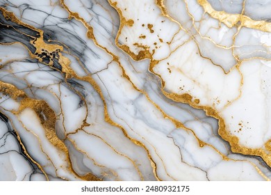 Gold and black marble luxury stone texture background. Golden veins.