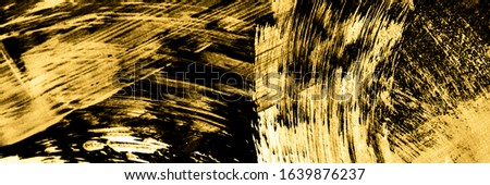 Gold Black Oil Brush Stroke. Hand Made Cocoa Oil Painting. Gold Black Liquid Marble Texture. Gold Black Acrylic Stroke. Ink Splash Paint. Coffee Artistic Dirty Painting.