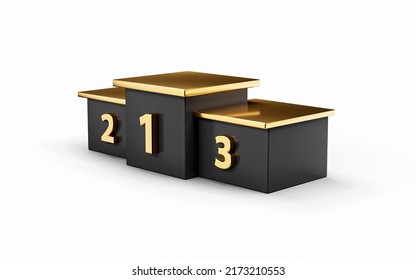 Gold And Black Winner Podium On White Isolated Background 3d Illustration 