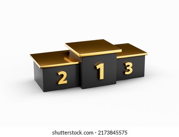 Gold And Black Winner Podium On White Isolated Background 3d Illustration 