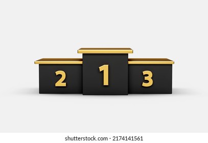 Gold And Black Winner Podium On White Isolated Background 3d Illustration 