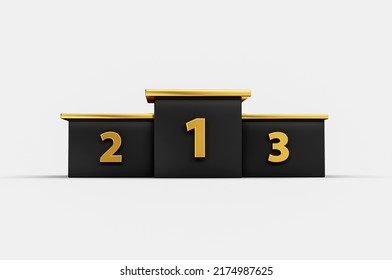 Gold And Black Winner Podium On White Isolated Background 3d Illustration 