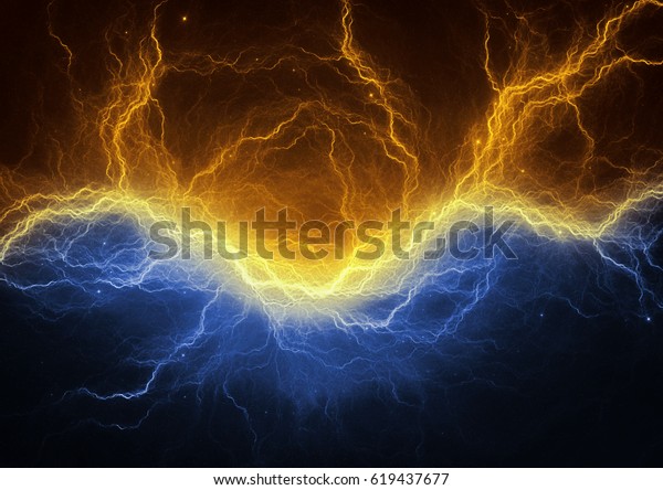 金色と青の電光 抽象的な電気背景 のイラスト素材