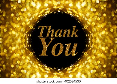 gold bokeh abstract background with word Thank you - Powered by Shutterstock