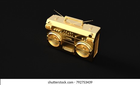 Gold Boombox 3d Illustration 3d Rendering
