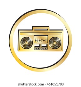 Gold Boombox Icon.  Raster Version