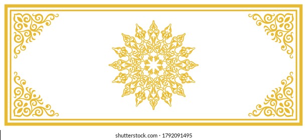 gold border with motif in the corners and in the middle