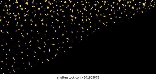 Realistic Falling Golden Confetti On Black Stock Vector (Royalty Free ...